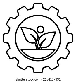 
Ökologische Ausrüstung und Blattsymbol in trendigem Umriss-Design. Vektorgrafik einzeln auf weißem Hintergrund.