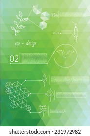 Ecology geometric background with polygons. Info graphics composition with geometric shapes. Vector illustration for business presentation