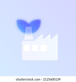 ecology glass morphism trendy style icon. eco factory transparent glass color vector icon with blur and purple gradient. for web and ui design, mobile apps and promo business polygraphy