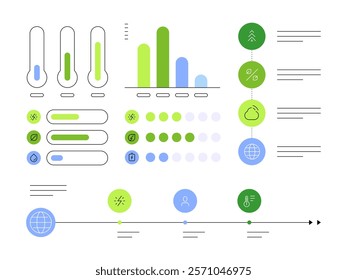 Ecology and global warming. Infographic elements. Flat graphics. Horizontal poster. Vector file.