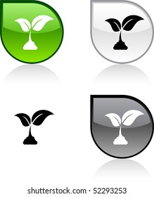Botones vibrantes de caída brillante de ecología.