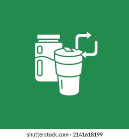 Ecology Glyph Icon. Reusable Coffee Cup. Recycled Materials Concept. Filled Flat Sign. Isolated Silhouette Vector Illustration