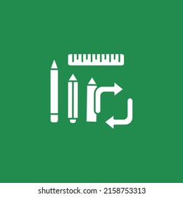 Ecology glyph icon. Reusable wood ruler and pencils. Recycled materials concept.Filled flat sign. Isolated silhouette vector illustration