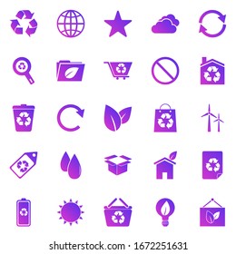 Ecology gradient icons on white background, stock vector