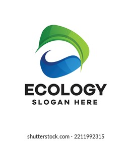 Ecology Gradient Logo Abstract Leaves Design