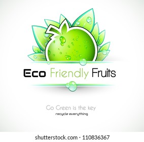 Fondo ecológico verde para cubiertas o folletos ecológicos, con hojas coloridas y gotas de agua