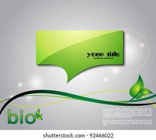 ecology green background with speech bubble and leaves