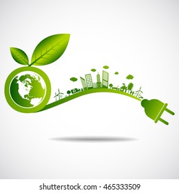 Ecology green city save earth concept