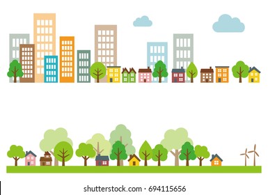 Ecology green city, town and countryside