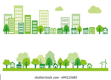 Ecology green city, town and countryside