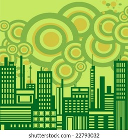 Ecology green cityscape vector background