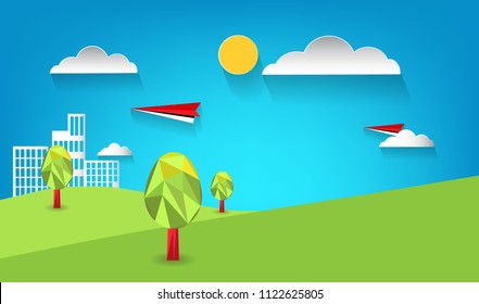 Ecology Green Clean City Concept Landscape Stock Vector (Royalty Free ...