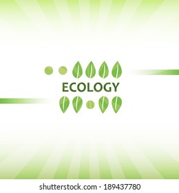 Ecology green concept poster with leafs icons and eco style art