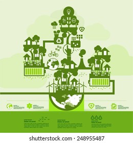 Ecology green creative thinking  icon and symbol set