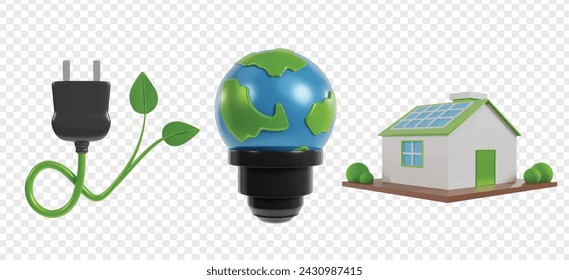 Ecology Green Earth 3d icon clipart for environmental campaign