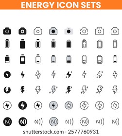 Ecology and green energy icon set. high-quality icons representing renewable energy, solar power, electric power, sustainability, and eco-friendly solutions.