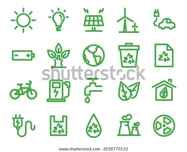 ecology and green energy\
line icons set.