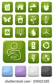 Ecology and green environment buttons set