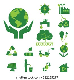 ecology green icon set 