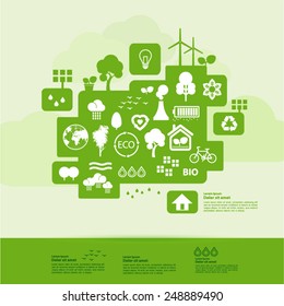 Ecology green icon set  vector