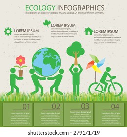 ecology green infographics background and elements. plant and environmental save. Can be used for business layout, banner, diagram, web design, info chart, brochure template. vector illustration