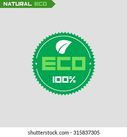 Ecology green label. Eco friendly.Logos droplet and a leaf of the tree. Environment. Nature.