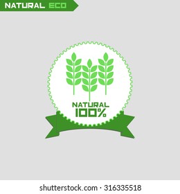 Ecology green label. Eco friendly.Logos droplet and a leaf of the tree. Environment. Nature.