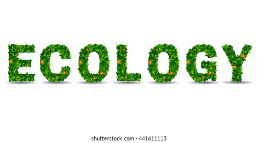 ecology green leaf in the form of letters