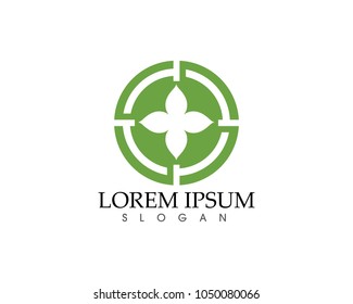 Ecology Green Leaf Simple Icon Symbol logo