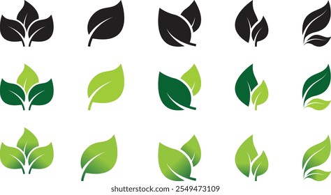 Icono verde del Vector de la hoja de la ecología. Ilustración orgánica natural aislada. Etiqueta vegetariana o vegana. Logotipo ecológico verde