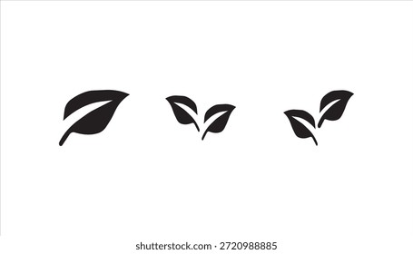 ecology green leafs icon set on background	