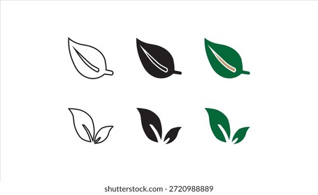 ecology green leafs icon set on background	