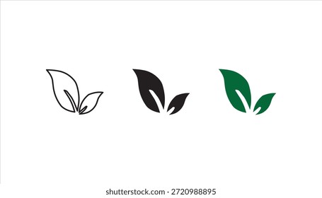 ecology green leafs icon set on background	