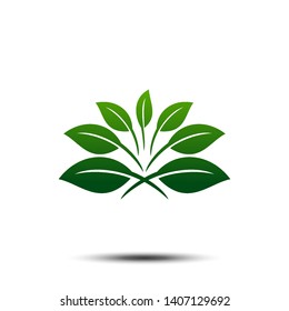 Ecology Green Leaves Icon Vector Logo Template Illustration Design