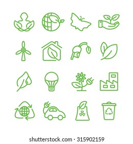 Ecology Green Line Icon