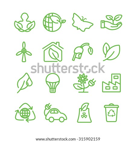 Ecology green line icon