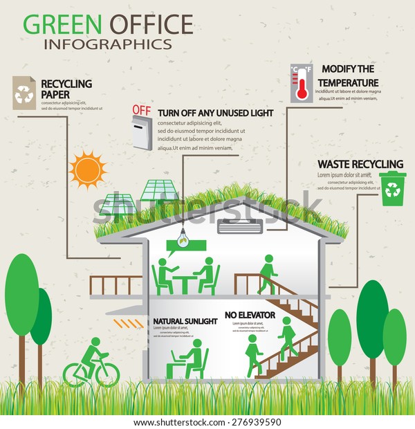 Ecology Green Office Working Place Infographic Stock Vector (Royalty ...