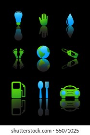 Ecology - green power. Vector icon set
