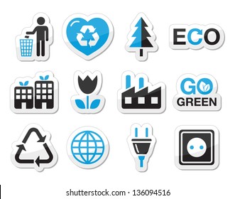 Ecology, green, recycling vector icons set