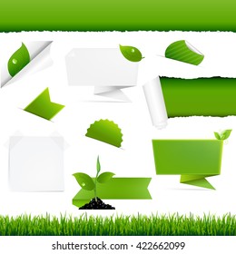 Ecology Green Set, With Gradient Mesh, Vector Illustration