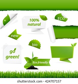 Ecology Green Set, With Gradient Mesh, Vector Illustration