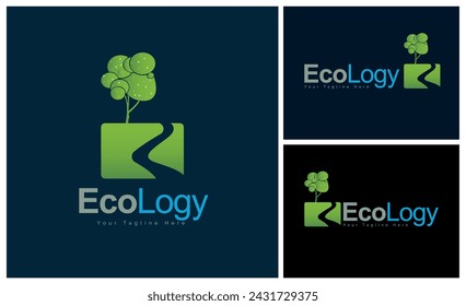 Ecology green tree nature simple logo template design