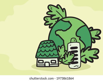 Ecology green world house and battery