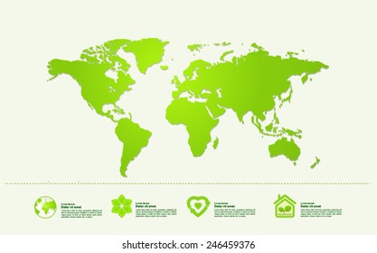 Ecology green world map