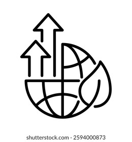Ecology with high chart icon. Simple outline style. Vector. Isolate on white background.
