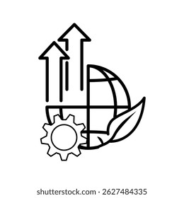 Ecology with high chart icon. Simple outline style. Vector. Isolate on white background.