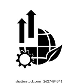 Ecología con icono de gráfico alto. Estilo de contorno simple. Vector. Aislar sobre fondo blanco.