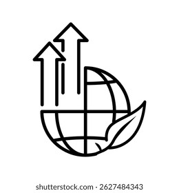 Ecology with high chart icon. Simple outline style. Vector. Isolate on white background.