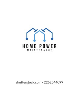 ecology home power, home tech power, eco home power maintenance logo business vector design template with outline, modern and minimalist styles isolated on white background. 