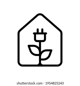 Ecology House, Green And Eco Energy For Home. Black Icon On White Background